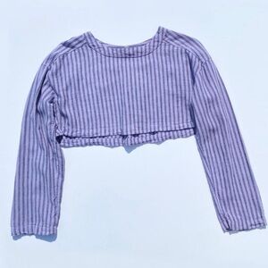Urban Outfitters Ecotè Purple Striped Long Sleeve Crop Top Women XS Fall Y2K